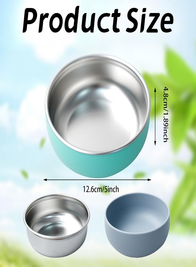 SENONAPO 8 Pcs 304 Stainless Steel Baby Bowls with 8 Spoon Kids Bowls with Removable Silicone Shell Toddler Without Suction Bowls Anti Scald Snack Container for Dishwasher for Food Feeding(Multicolor) - Image 2